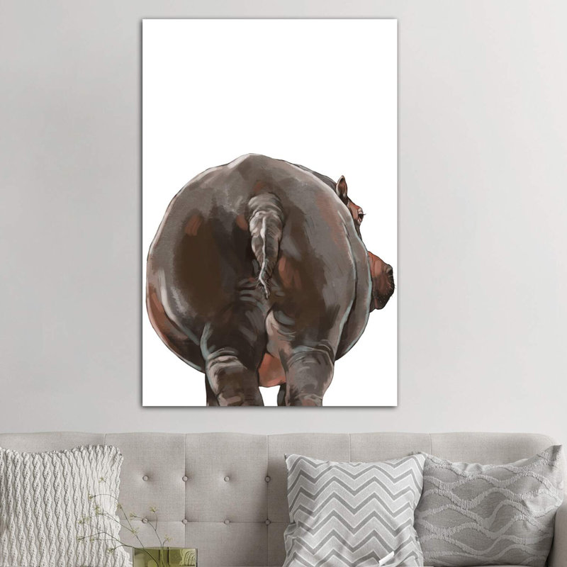 Art hippopotame, H 26 po x l 18 po x P 1,5 po, Toile tendue