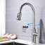 Robinet de cuisine en nickel brossé avec douchette extractible, fabrication en acier inoxydable, buse rotative à 360 ° pour expérience utilisateur, revêtement anticorrosion et rouille, unité de contrôle de la température et du débit de l'eau à une poignée