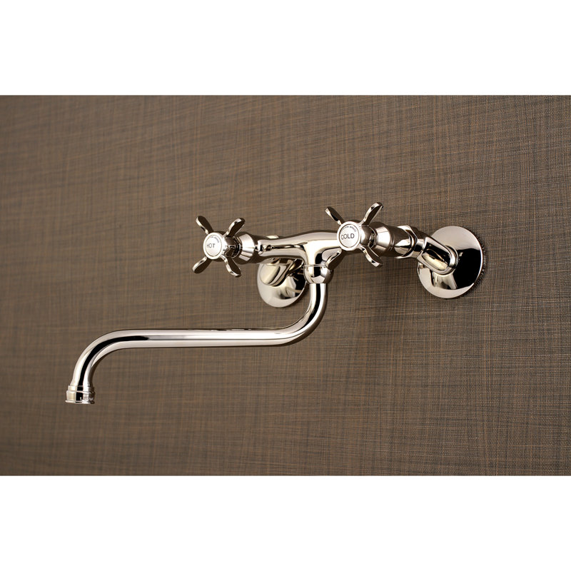 Kingston Brass Essex Two-Handle 2-Hole Wall Mount Bathroom Faucet, Polished Nickel