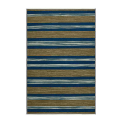Machine Washable Horizontal Stripes Brown Area Rug