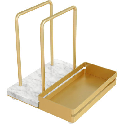 Metal Marble Napkin Holder with Salt and Pepper Shakers Caddy,Gold