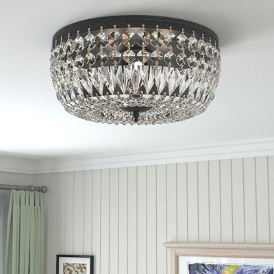 Luminaire encastré moderne à 3 lumières en cristal noir mat et cuve 11,8 po Ettinger pour salon / chambre à coucher / couloirs