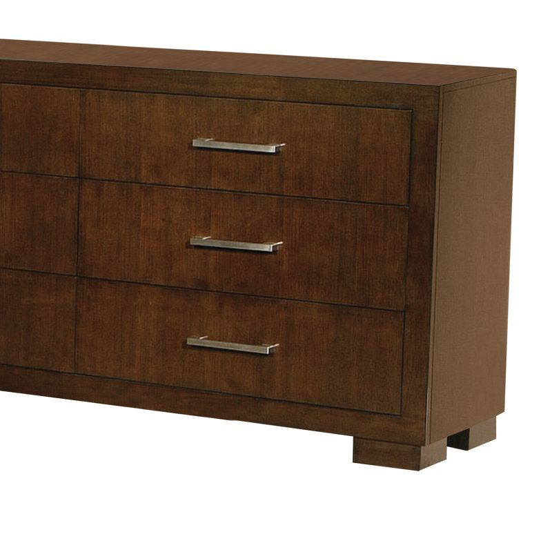 Commode double 6 tiroirs avec miroir Fareid, Cappuccino
