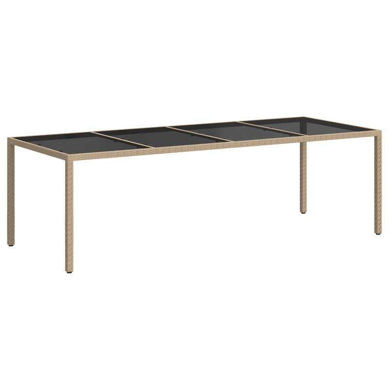 Bryonna Rectangular Wicker Outdoor Dining Table , 250cm cm W 100cm cm D, Beige