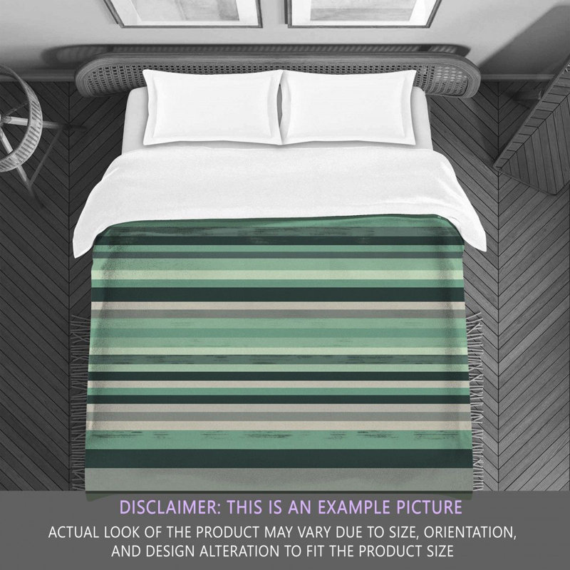 Polyester Comforter, Queen Comforter, Green/Gray Striped