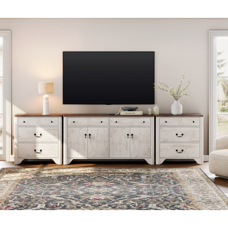 Modern TV Stand For Tvs Up To 120 Inch, 3 In 1 Entertainment Center With Adjustable Shelves And 8 Drawers, Large TV Console For Living Room,Bedroom