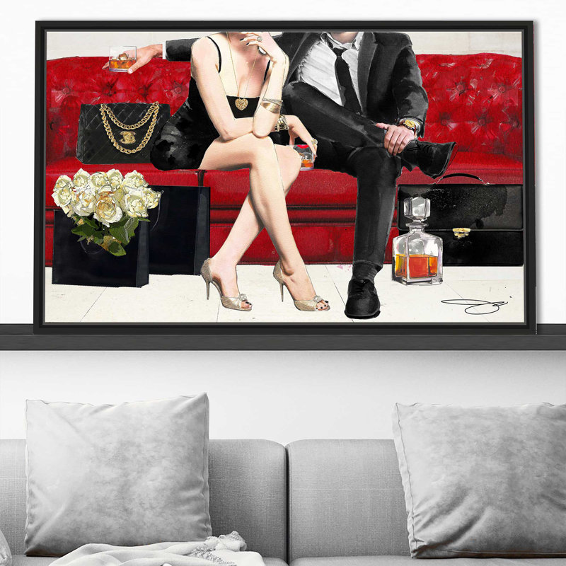 «Cocktail Hour» par By Jodi - impression, Cadre flottant noir, H 31,5 po x l 51,5 po x P 2 po