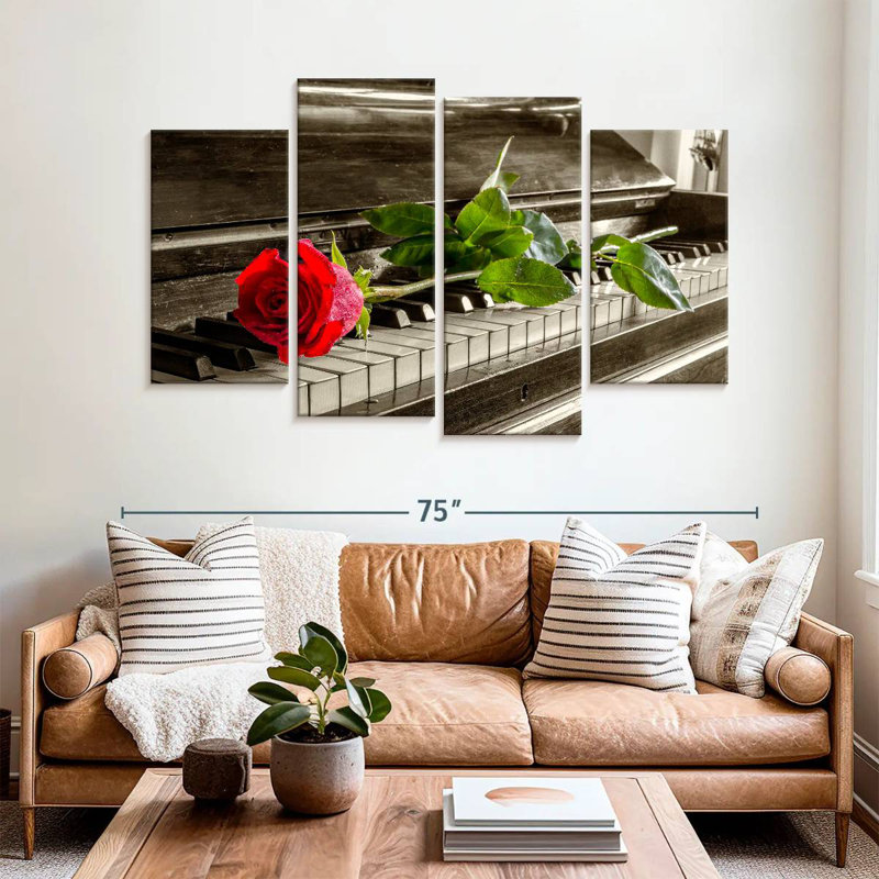 Harnek Rose On Piano, 42'' H x 68'' W