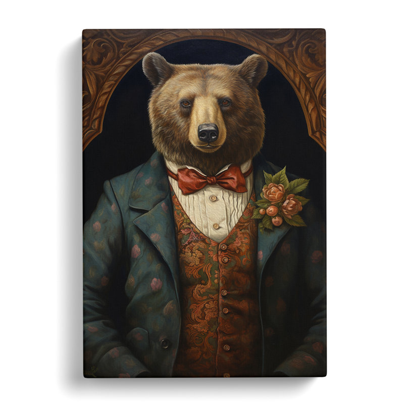 Bear Victorian Art - Wrapped Canvas, 50cm H x 35cm W x 3cm D