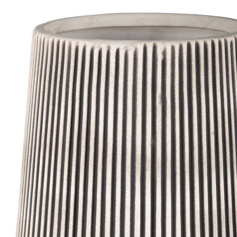 Stoneware Ceramic Vase with Textured Ribbed Design, 10" H x 5" W x 5" D