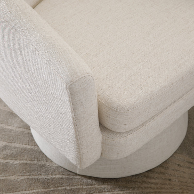 Modern Swivel Accent Chairs Boucle Barrel Arm Chairs Round Cozy Upholstered Reading Chairs Comfy Fabric Sofa Chairs For Living Room/Bedroom