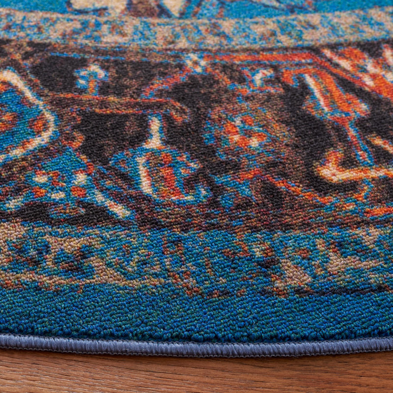 Tapis oriental bleu / rouge Chenoweth, Rond 6 pi 7 po