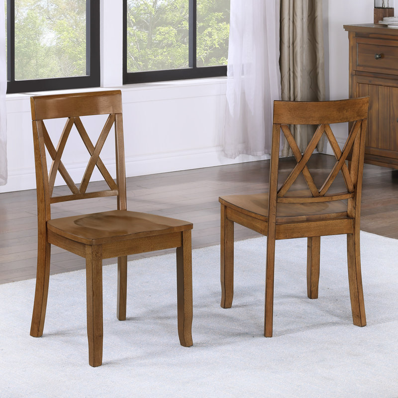 Deni 17" Wide Cross Back Dining Chairs, Antique Walnut