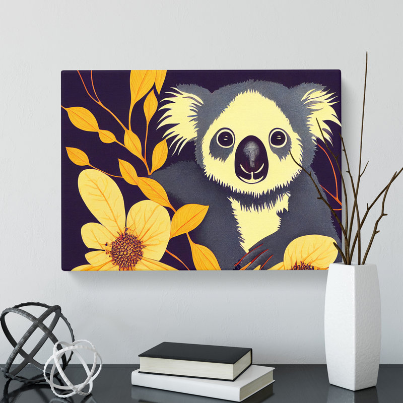 Modern Koala Bear Abstract - Wrapped Canvas, 50cm H x 76cm W x 3cm D