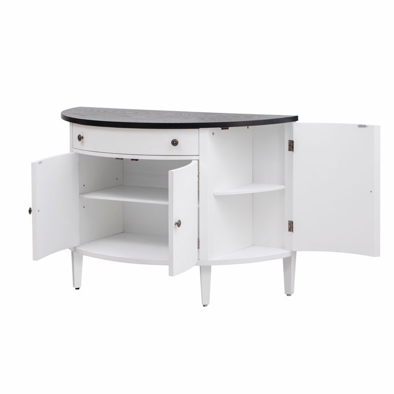 Armoire de rangement, console, canapé, table d'entrée Curved Design, Blanc/Noir
