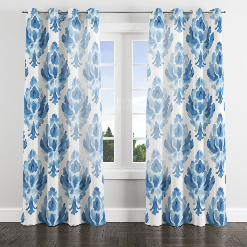 Rideaux obscurcissants Boho - rideau à œillets Ikat Cloud, L 52 po x L 84 po, Œillets dorés
