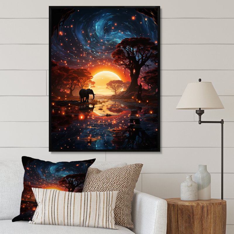 «Steff African Celestial Safari II», reproduction sur toile, H 32 po x l 24 po x P 1 po, Cadre flottant noir