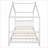 Twin Size Pine Wood &amp; MDF Platform Bed with Roof Design - No Box Spring Needed, White for Bedroom-1802173431