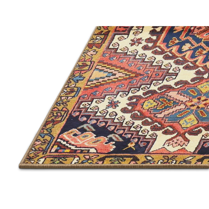 Tapis oriental rouge et bleu, Rectangle 5 pi x 7 pi