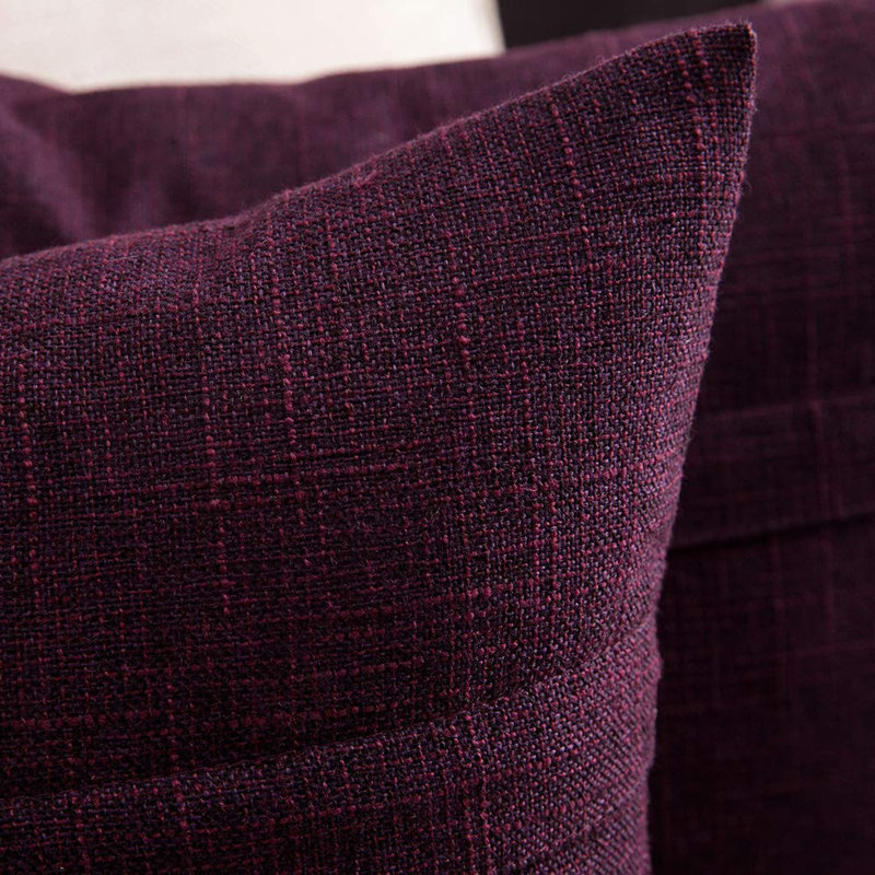 Housse de coussin rectangulaire en lin texturé, Mauve