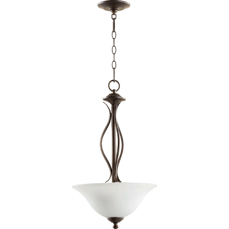 Luminaire suspendu bol 3 lumières unique Bernardston, Opale satinée
