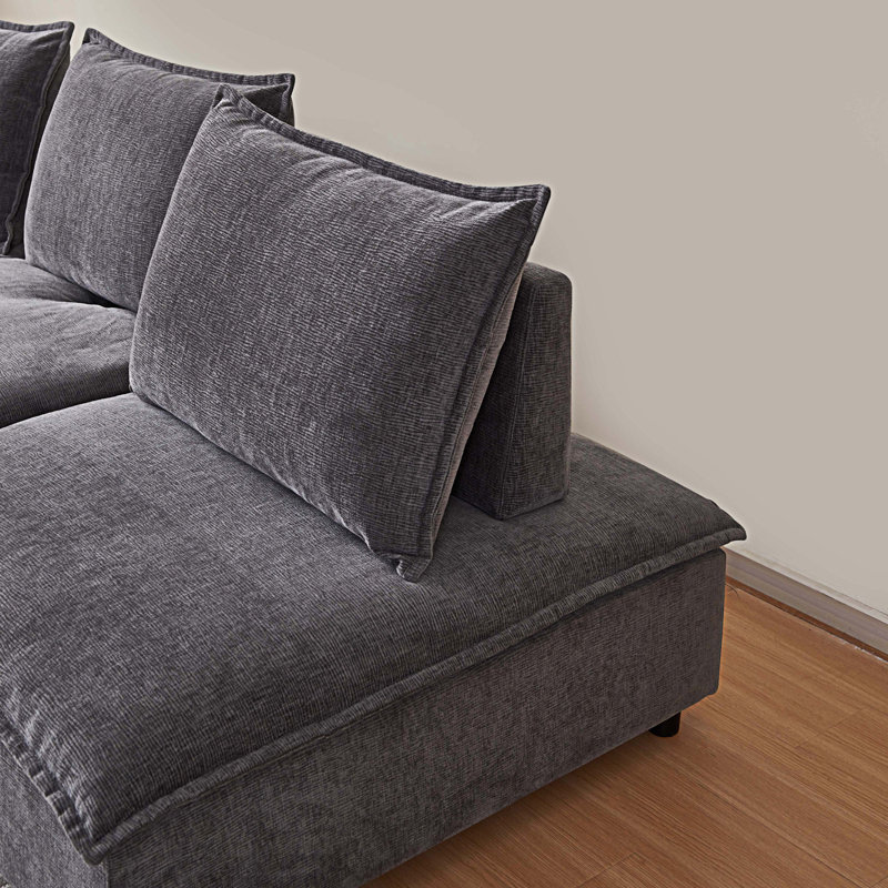 Fauteuil d'appoint sans accoudoirs avec repose-pieds, Gris chenille