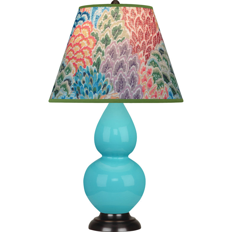 Small Double Gourd Accent Lamp - Sangria, Deep Patina Bronze - Lavender, Plum Shade, Cream, Orange/Taupe Lining