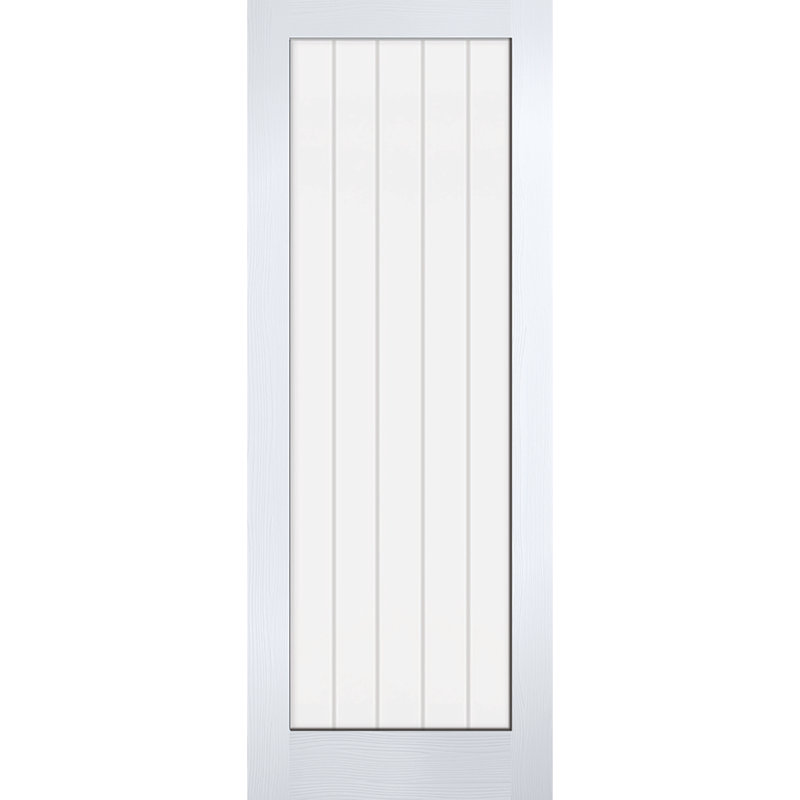 Textured Vertical 1L Glazed White Internal Door, 198cm H x 68.6cm W x 3.5cm D