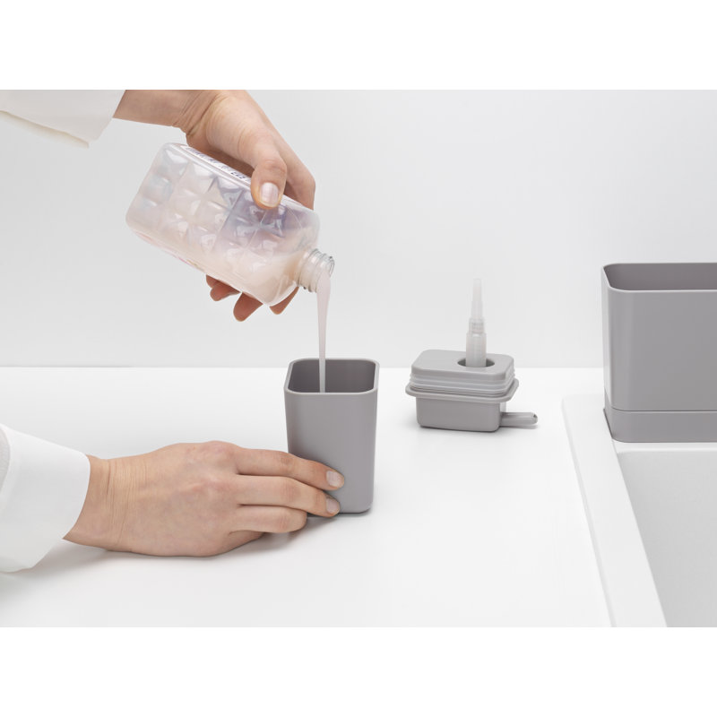 Mid Gray Plastic Sink Organizer with Soap Dispenser