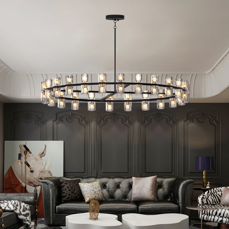Lustre en cristal de luxe 48 "| Lumière DEL moderne pour la salle à manger et le salon