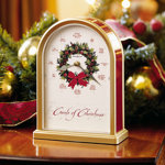 Carols of Christmas II Traditional Tabletop Clock, Satin Brass Frame, Plays 12 Hourly Classic Carols, Nighttime Shut Off