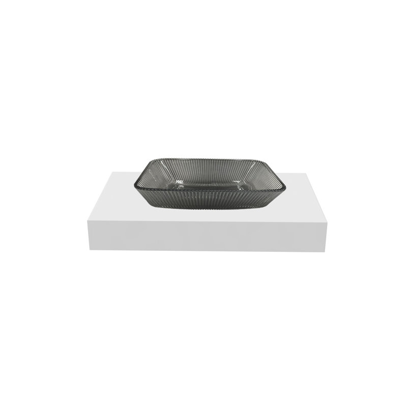 Lavabos vasques rectangulaires noirs en cristal avec base blanche 30 po Charlie, Noir