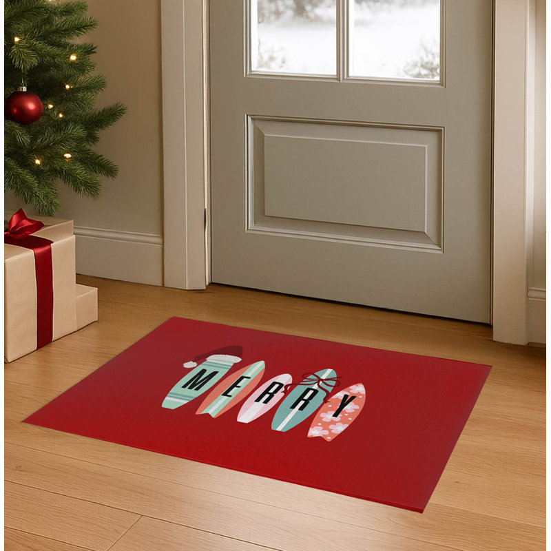 Paillasson d'intérieur Merry Surf, Rouge, L 60 po x L 84 po
