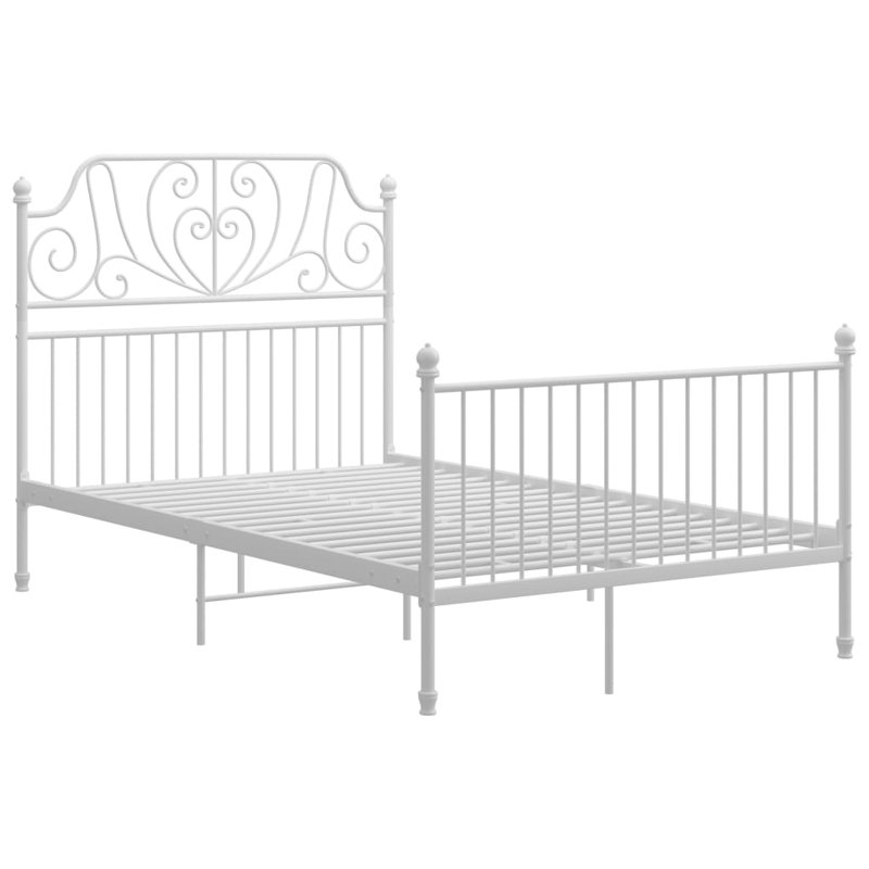 Structure de lit durable en métal thermolaqué vidaXL, Blanc, 47,2 po x 78,7 po