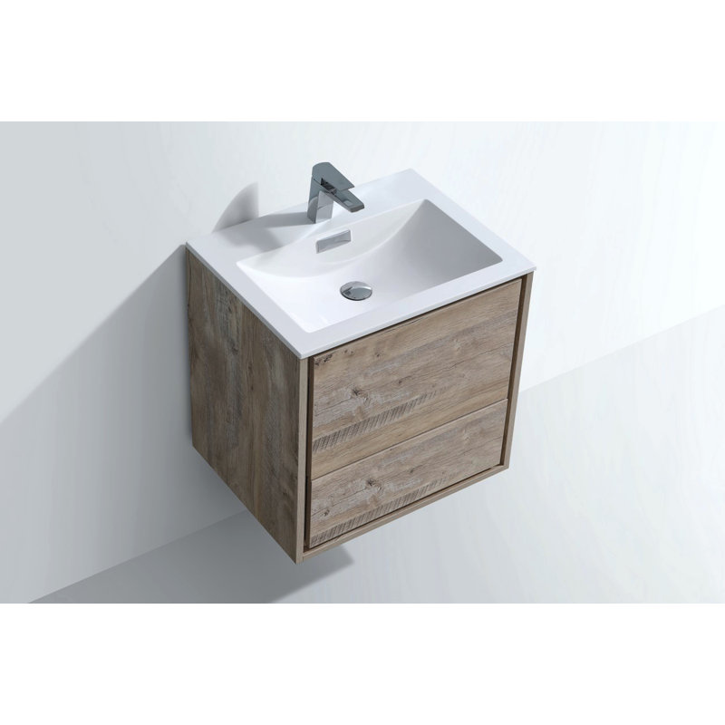 Trieu 23.86'' Single Bathroom Vanity with Acrylic Top, Nature Wood