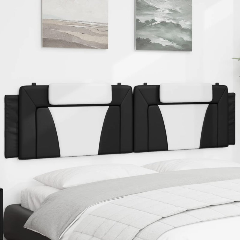 vidaXL Headboard Cushion Viana Black and White 193 cm Faux Leather, King, Black/White