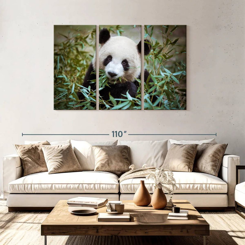 Brampt Panda With Bamboo, 48" H x 74" W