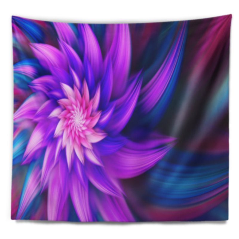 Tapisserie fleur florale en mauve, H 68 po x l 80 po