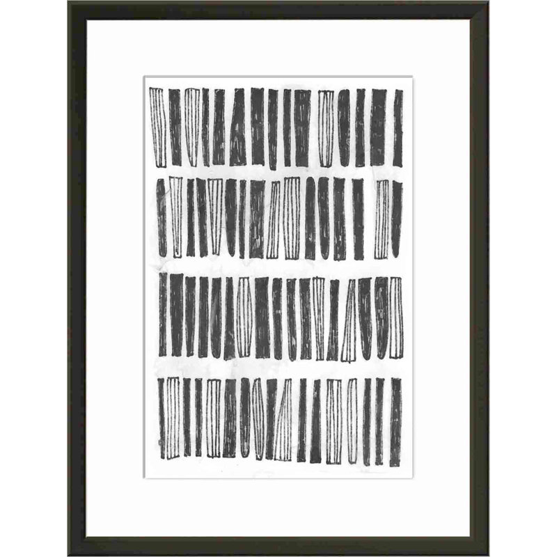 «Symbole Imprint IV» par June Erica Vess - peinture encadrée, H 20 po x l 30 po, Noir