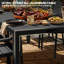 Ensemble repas pour 8 personnes en aluminium avec chaises empilables et trou pour parasol-1812733188