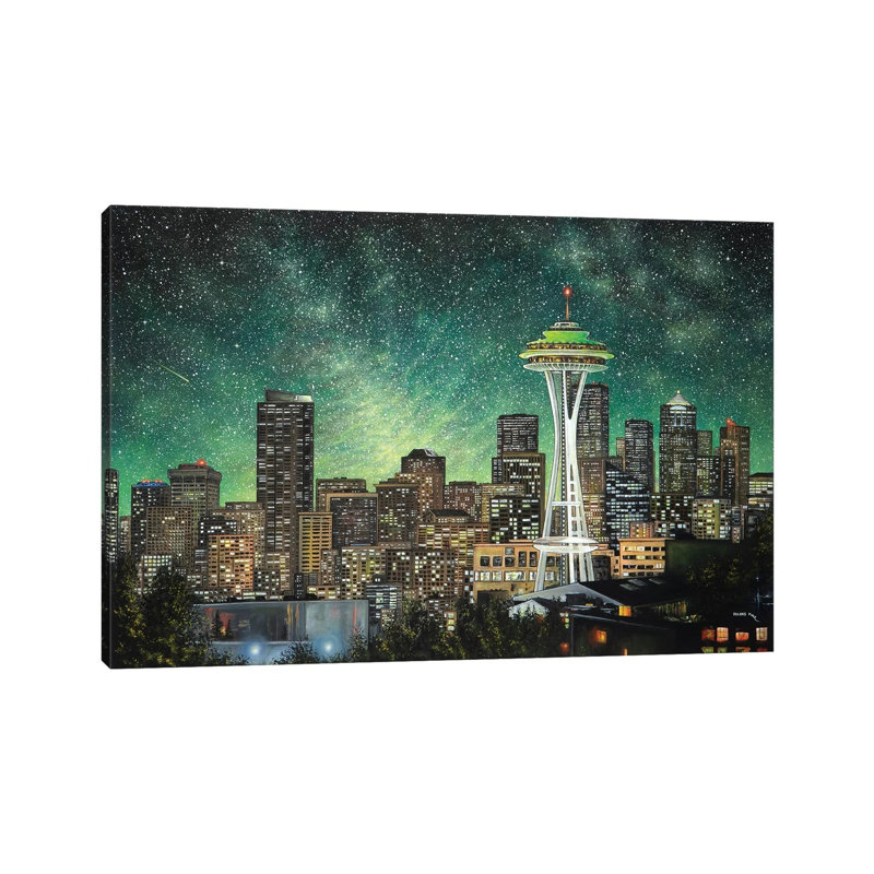 Green Seattle by ColorByFeliks - Print on Canvas, 20.32 cm H x 30.48 cm W, Wrapped Canvas