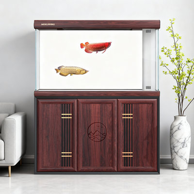 Aquarium de style néo-chinois à porte grillagée en verre ultra transparent