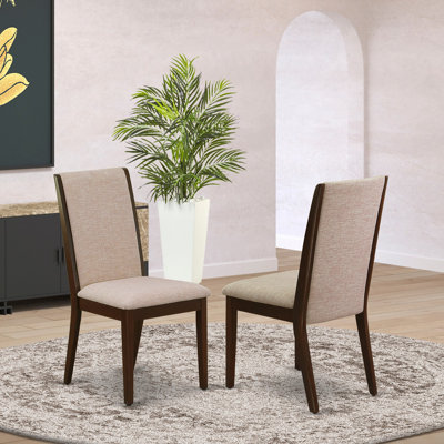 Ensemble de 2 chaises de salle à manger rembourrées en lin brun clair Lancy