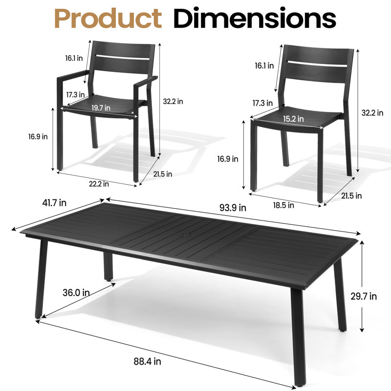 Ensemble repas pour 8 personnes avec chaises empilables