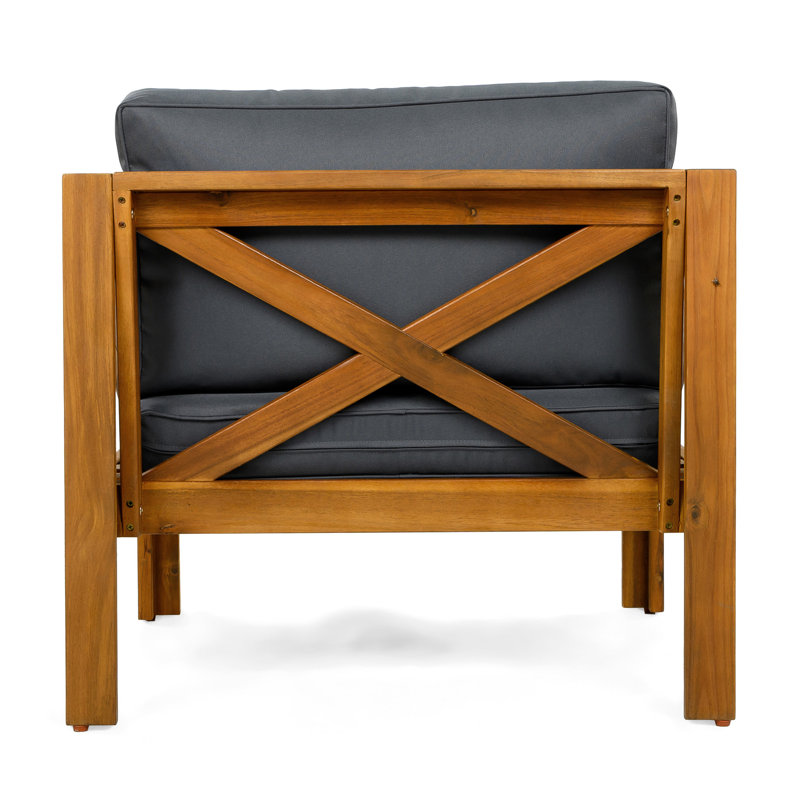 Ensemble de fauteuils en bois d'acacia avec coussins gris foncé l 27,9 po x P 28,7 po x H 24,0 Barva
