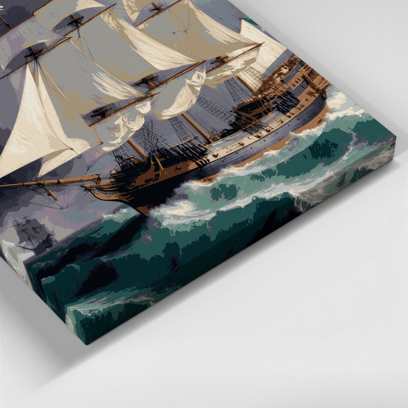 Art nautique gris sur toile, H 20 po x l 24 po