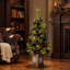Sapin de Noël artificiel vert / blanc 4 pi avec 100 lumières blanc chaud et base de lanterne (ensemble de 2)