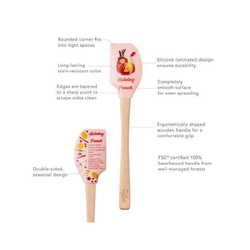 Spatulart® Holiday Punch Wood Handled Spatula