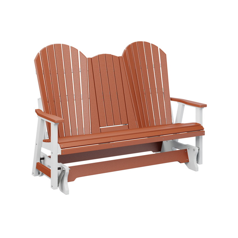 Berlin Gardens Comfo Back Premium 5′ Three Seat Glider With Console, Mango Orange/White