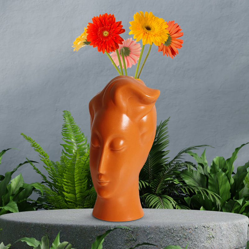 Elfete Handmade Ceramic Table Vase, Orange